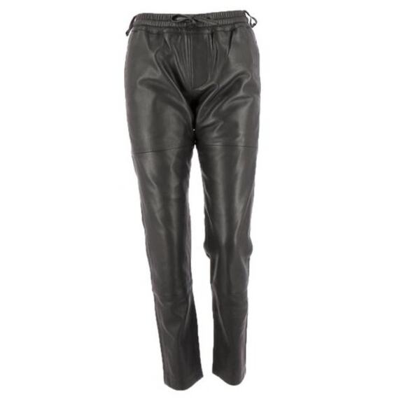 SALE!!!!!!Zadig & Voltaire Black Leather Drawstring Jogger Pants Size 36 - Picture 1 of 3